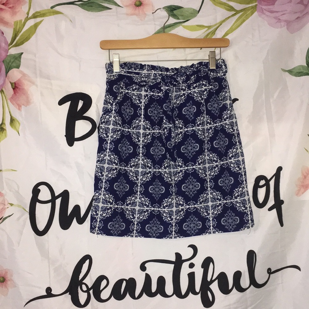 Navy blue skirt with white designs